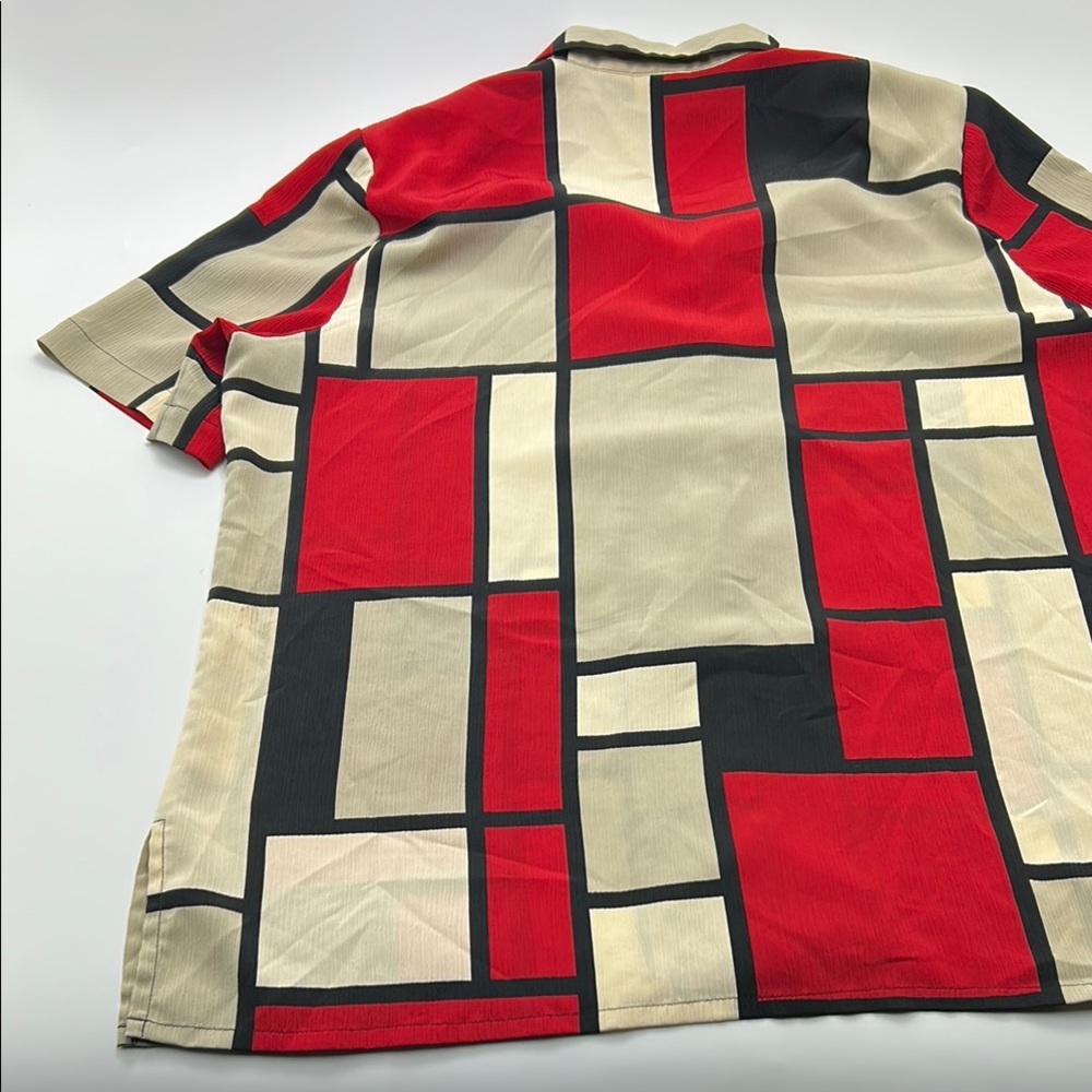 Allison Daley Vintage Button Down Shirt 16 Collared Abstract Ribbed Short Sleeve - Picture 14 of 16